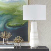 Uttermost Santino Crackled Ivory Ceramic Table Lamp With White Linen Shade