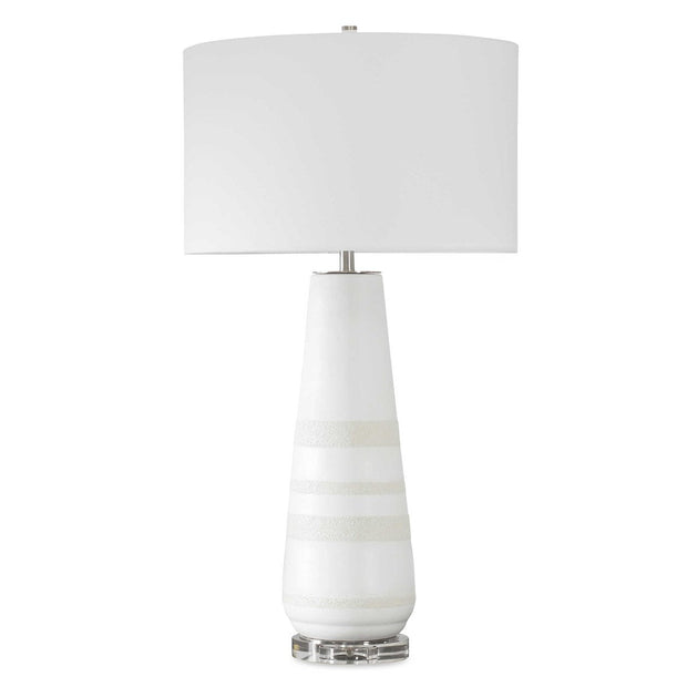 Uttermost Santino Crackled Ivory Ceramic Table Lamp With White Linen Shade