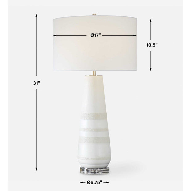 Uttermost Santino Crackled Ivory Ceramic Table Lamp With White Linen Shade