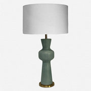 Uttermost Pollard Slate Green Glazed Ceramic Table Lamp With White Linen Shade