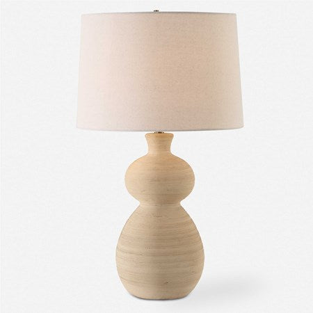 Uttermost Pueblo Ceramic Table Lamp With Light Beige Linen Shade