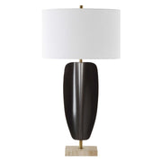 Uttermost Kure Matte Black Iron Table Lamp With White Linen Shade