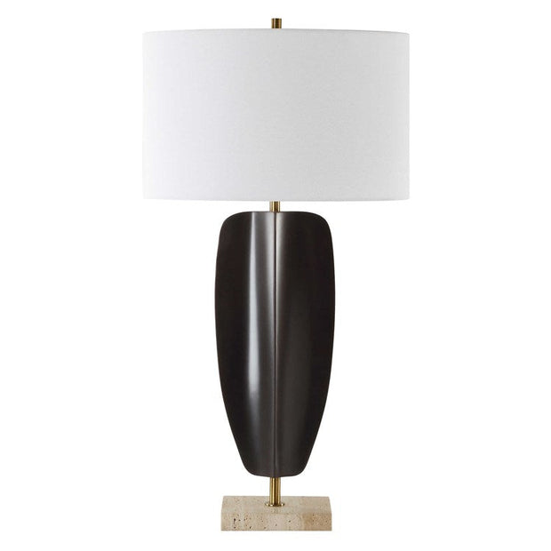 Uttermost Kure Matte Black Iron Table Lamp With White Linen Shade