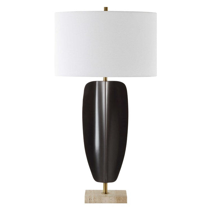 Uttermost Kure Matte Black Iron Table Lamp With White Linen Shade