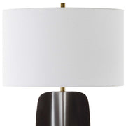 Uttermost Kure Matte Black Iron Table Lamp With White Linen Shade
