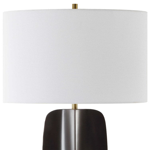 Uttermost Kure Matte Black Iron Table Lamp With White Linen Shade