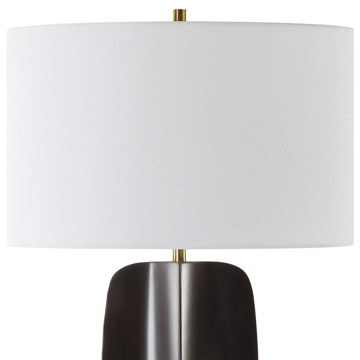 Uttermost Kure Matte Black Iron Table Lamp With White Linen Shade