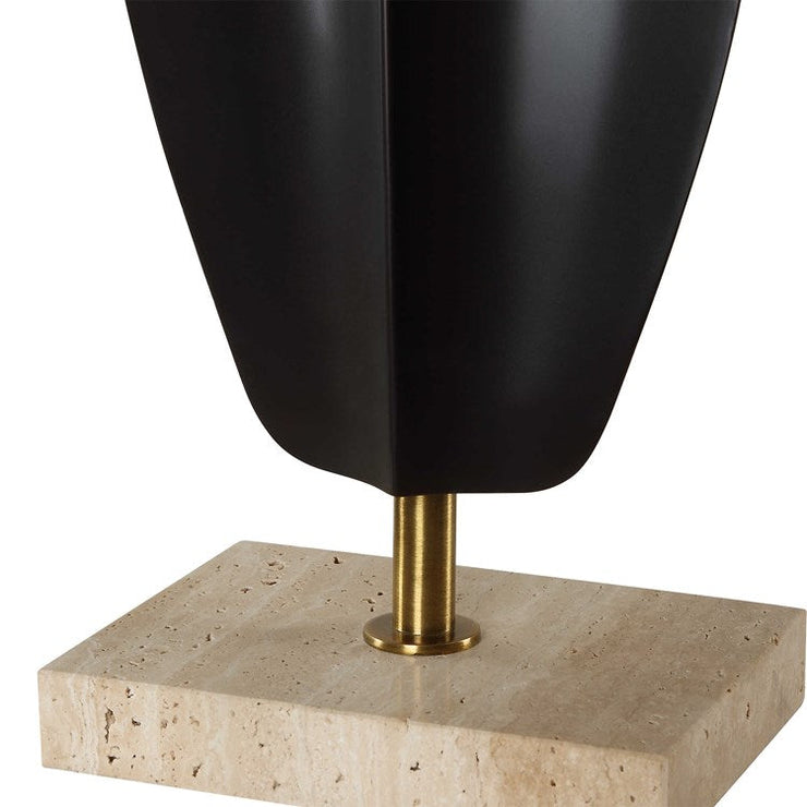 Uttermost Kure Matte Black Iron Table Lamp With White Linen Shade