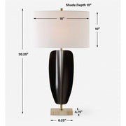 Uttermost Kure Matte Black Iron Table Lamp With White Linen Shade