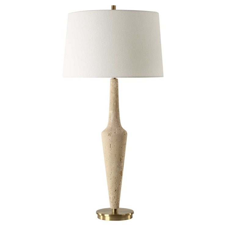 Uttermost Juliet Travertine Table Lamp With White Linen Shade