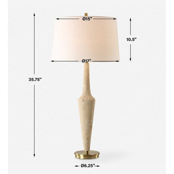 Uttermost Juliet Travertine Table Lamp With White Linen Shade