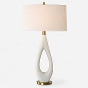 Uttermost Promenade White Stone Table Lamp With Linen Shade