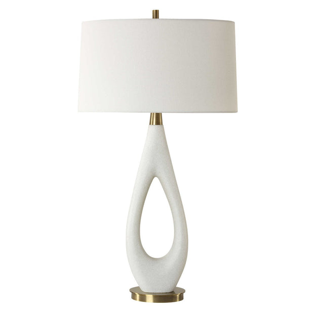 Uttermost Promenade White Stone Table Lamp With Linen Shade