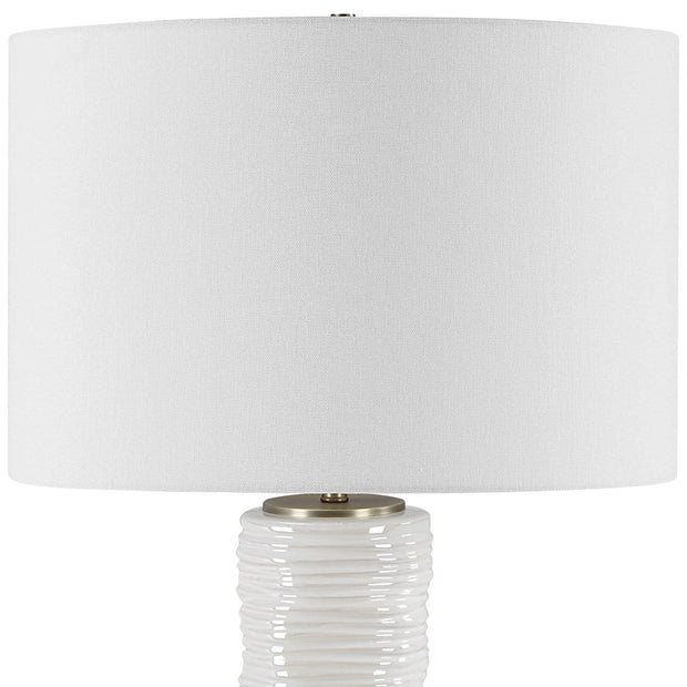 Uttermost Pavlova Gloss White Glazed Porcelain Table Lamp With Linen Shade