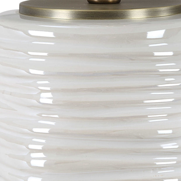 Uttermost Pavlova Gloss White Glazed Porcelain Table Lamp With Linen Shade