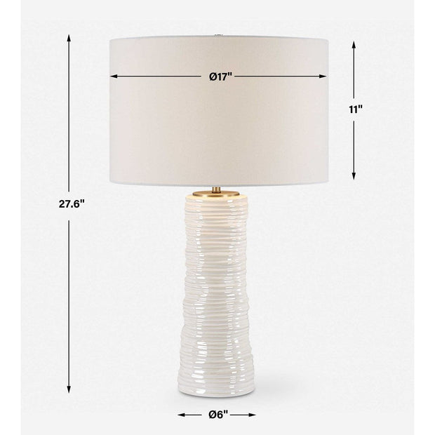 Uttermost Pavlova Gloss White Glazed Porcelain Table Lamp With Linen Shade