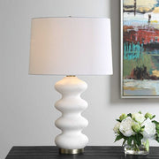 Uttermost Liora White Glazed Porcelain Table Lamp With Linen Shade