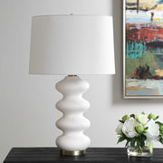 Uttermost Liora White Glazed Porcelain Table Lamp With Linen Shade