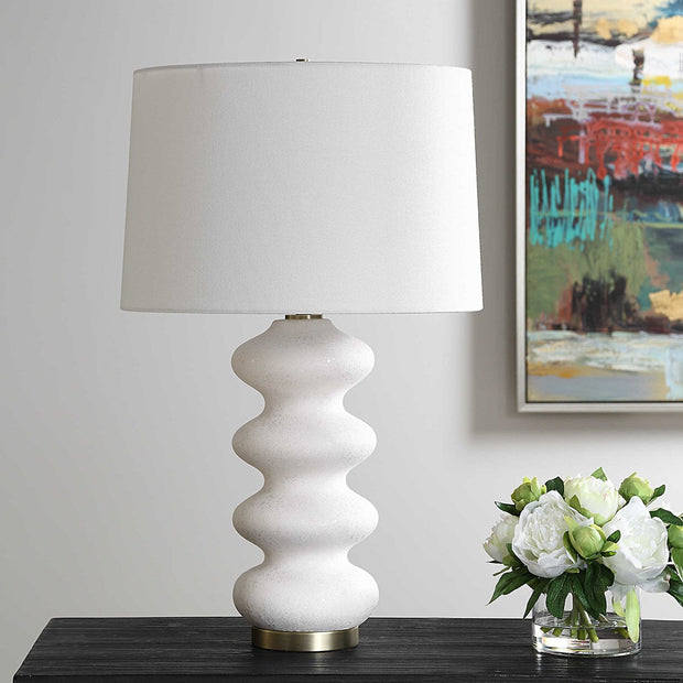 Uttermost Liora White Glazed Porcelain Table Lamp With Linen Shade