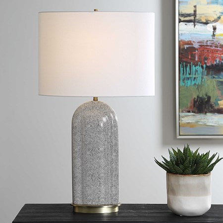 Uttermost Dapple Ceramic Table Lamp With White Linen Shade