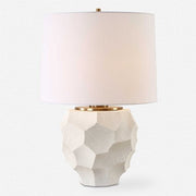 Uttermost On Edge Chalk White Glazed Textured Ceramic Table Lamp With White Linen Shade
