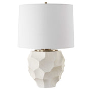 Uttermost On Edge Chalk White Glazed Textured Ceramic Table Lamp With White Linen Shade