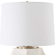Uttermost On Edge Chalk White Glazed Textured Ceramic Table Lamp With White Linen Shade