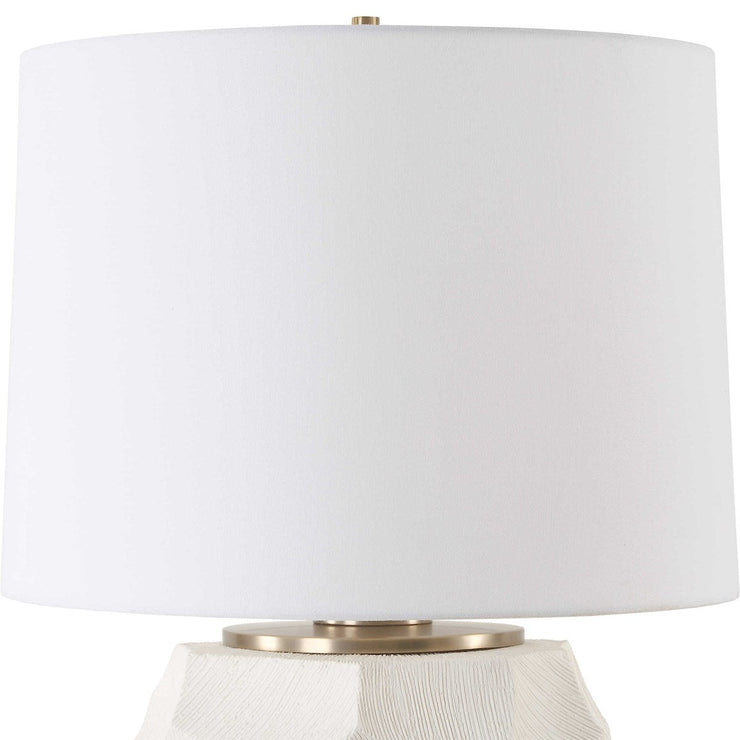 Uttermost On Edge Chalk White Glazed Textured Ceramic Table Lamp With White Linen Shade