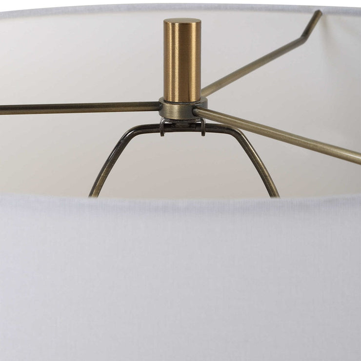 Uttermost On Edge Chalk White Glazed Textured Ceramic Table Lamp With White Linen Shade