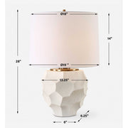 Uttermost On Edge Chalk White Glazed Textured Ceramic Table Lamp With White Linen Shade