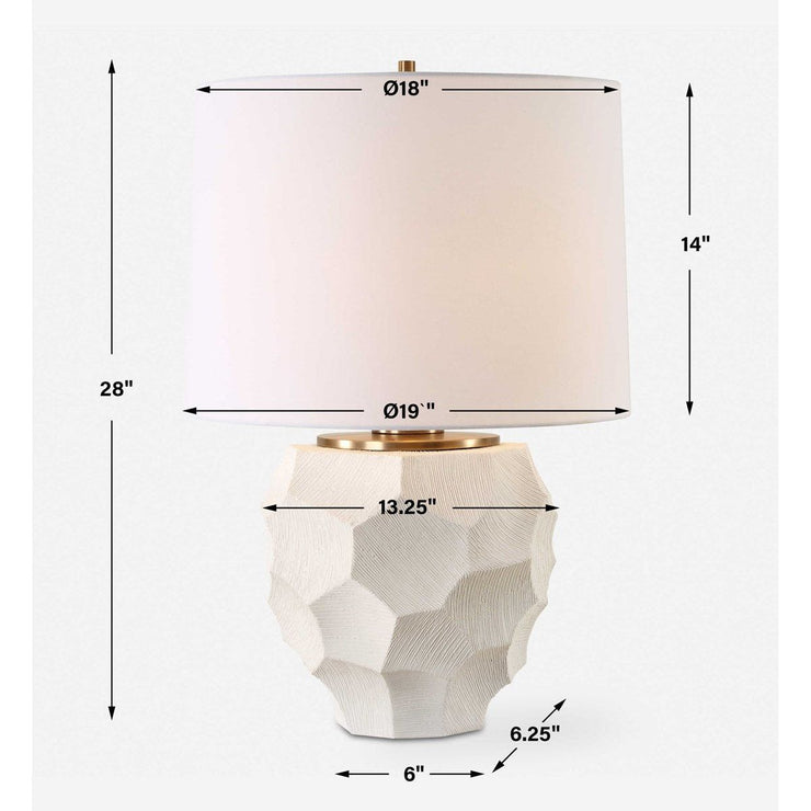 Uttermost On Edge Chalk White Glazed Textured Ceramic Table Lamp With White Linen Shade