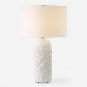 Uttermost Vieste White Sandstone Table Lamp With Linen Shade