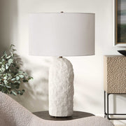 Uttermost Vieste White Sandstone Table Lamp With Linen Shade