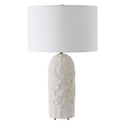 Uttermost Vieste White Sandstone Table Lamp With Linen Shade
