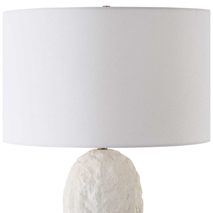 Uttermost Vieste White Sandstone Table Lamp With Linen Shade