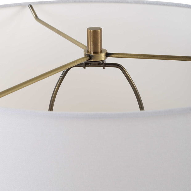 Uttermost Vieste White Sandstone Table Lamp With Linen Shade
