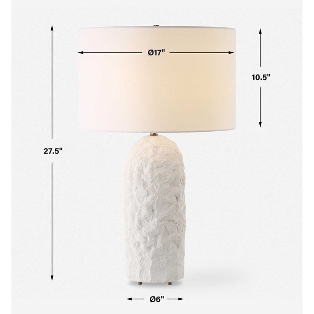 Uttermost Vieste White Sandstone Table Lamp With Linen Shade