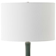 Uttermost Essex Hunter Green Crackled Glaze Ceramic Table Lamp With White Linen Shade