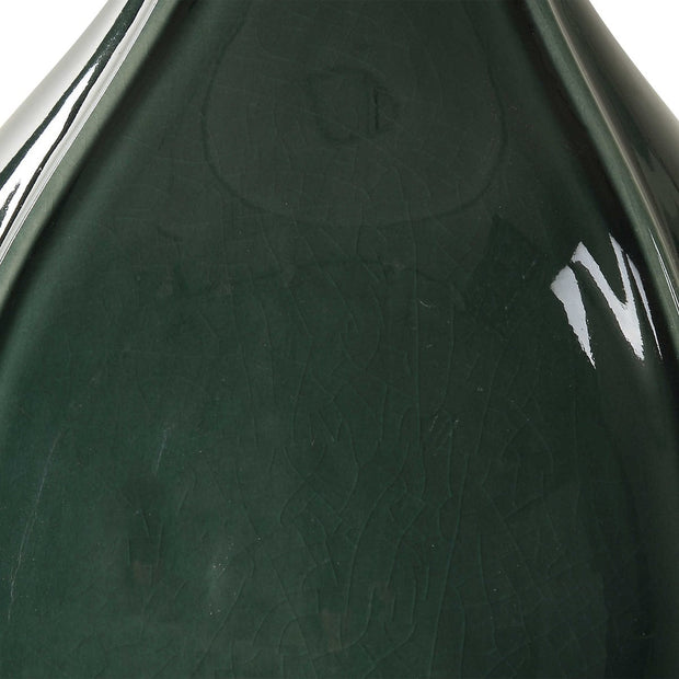Uttermost Essex Hunter Green Crackled Glaze Ceramic Table Lamp With White Linen Shade