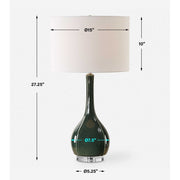 Uttermost Essex Hunter Green Crackled Glaze Ceramic Table Lamp With White Linen Shade