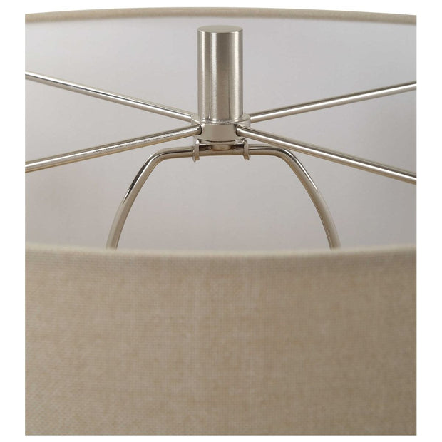 Uttermost Loch Peacock Green and Slate Glazed Ceramic Table Lamp With Beige Linen Shade