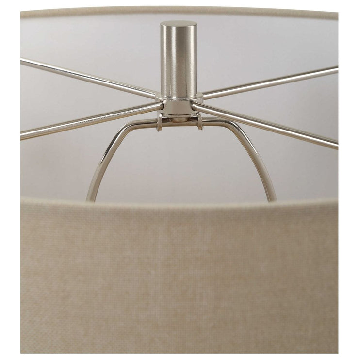 Uttermost Loch Peacock Green and Slate Glazed Ceramic Table Lamp With Beige Linen Shade