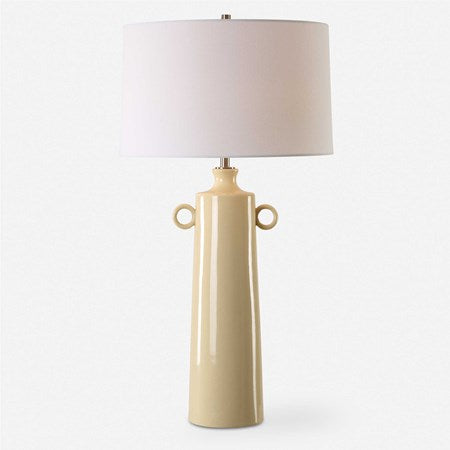 Uttermost Florero Crackled Glaze Ceramic Table Lamp With White Linen Shade