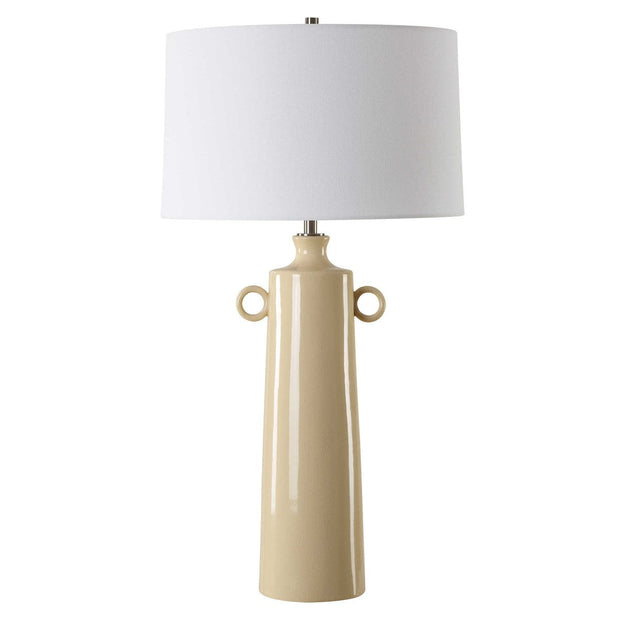 Uttermost Florero Crackled Glaze Ceramic Table Lamp With White Linen Shade
