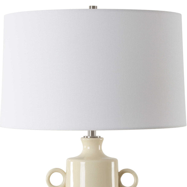 Uttermost Florero Crackled Glaze Ceramic Table Lamp With White Linen Shade