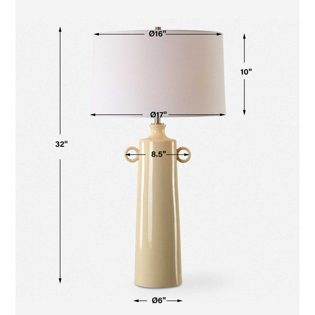 Uttermost Florero Crackled Glaze Ceramic Table Lamp With White Linen Shade