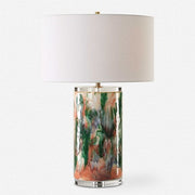 Uttermost Verdant Abstract Ceramic Table Lamp With White Linen Shade
