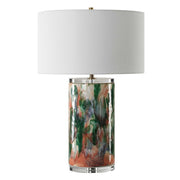 Uttermost Verdant Abstract Ceramic Table Lamp With White Linen Shade