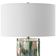 Uttermost Verdant Abstract Ceramic Table Lamp With White Linen Shade