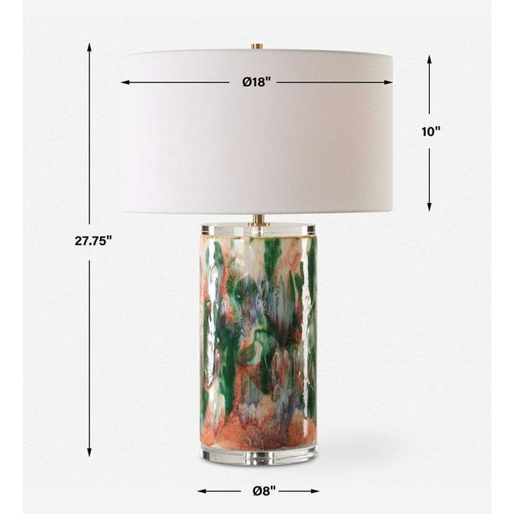 Uttermost Verdant Abstract Ceramic Table Lamp With White Linen Shade
